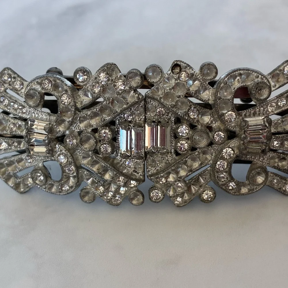 Duette Double Clip Art Deco Rhinestone Brooch from the 1930s